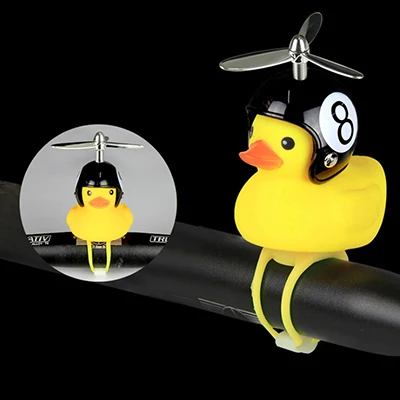 Top New bicycle bell yellow duck bicycle helmet light bike motorcycle bell child bike handlebar horn light Ring Bike Accessories 7