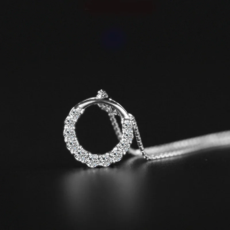 round cubic zirconia necklace silver jewelry (6)