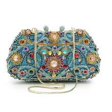 Розовый/синий С кристалалми и стразами день клатчи Для женщин вечерние сумки Свадебный Коктейль Выходные туфли на выпускной бал Мини из металла Minaudiere Сумочка Кошелек Сумки