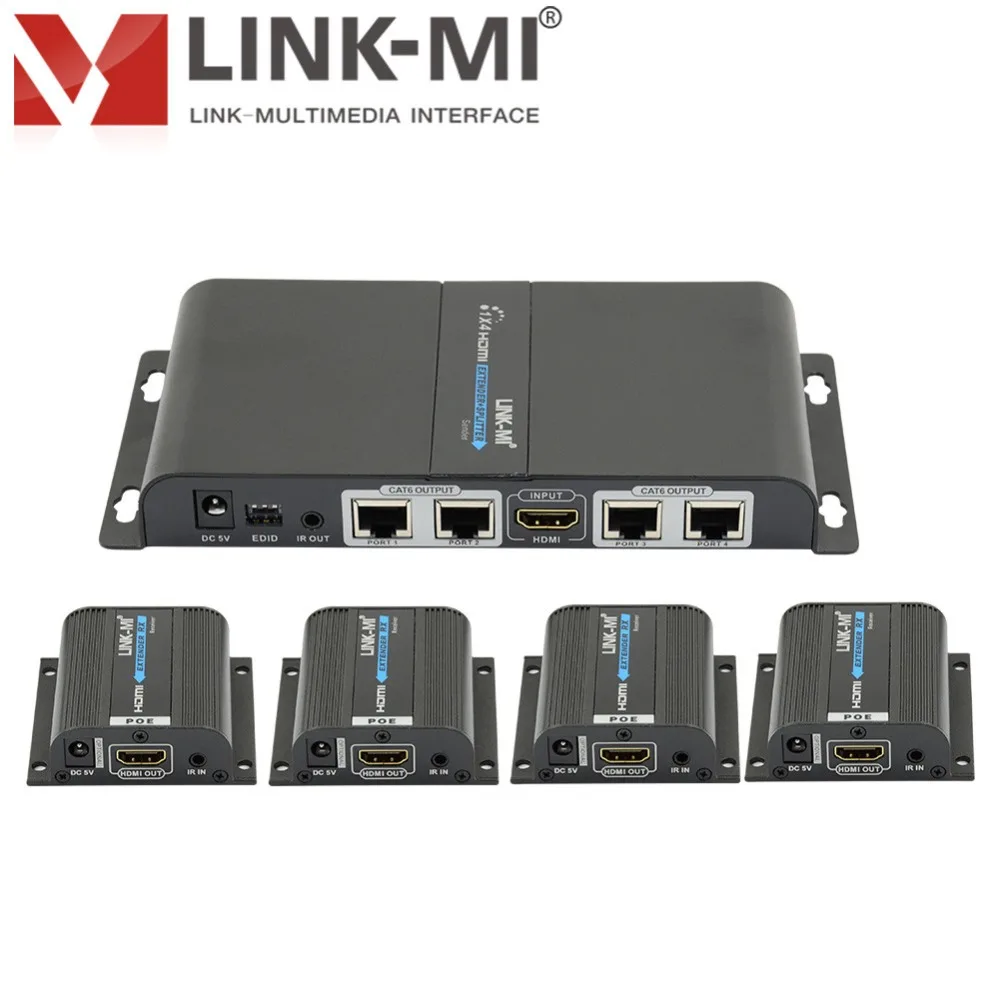 LINK MI SPE104 POE HDMI extender 60m splitter 1x4 displays over single CAT6/6a/7 supports IR