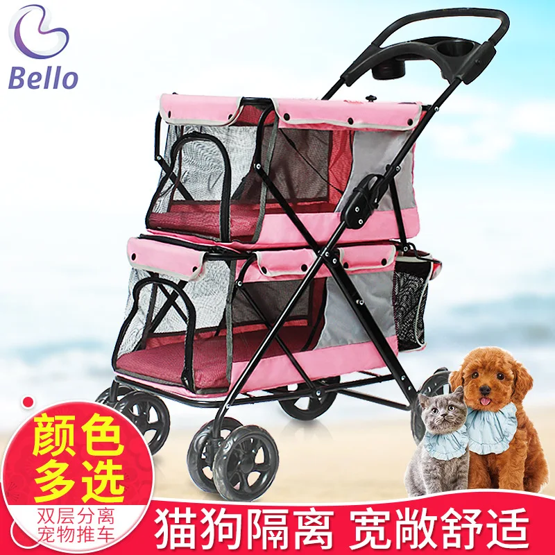 

20kgs bear weight Folding double layers 4 wheels dog stroller large pet cat carrier dog accessories luxury dog carrier