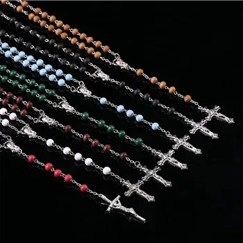 Classic Wood Beads 6mm Rose Perfume Rosary Necklace, Perfume Wooden Beads Pendant Necklace.