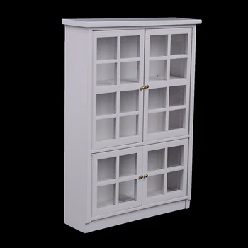 

Hot DIY 1:12 Kitchen Cabin Room Furniture Kit Model White Gate Door Cabinet Doll House Kitchen Dollhouse Miniatures Accessorie