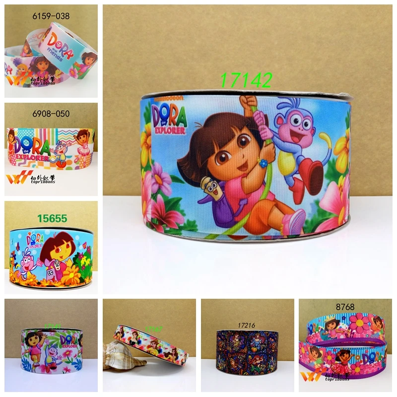 

Free shipping 50 yard per size dora ribbon printed grosgrain ribbon 17142