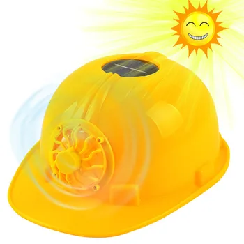 

Yellow Solar Power Safety Helmet Outdoors Working Hard Hat Solar Panel Cooling Fan Construction Workplace Protective Cap
