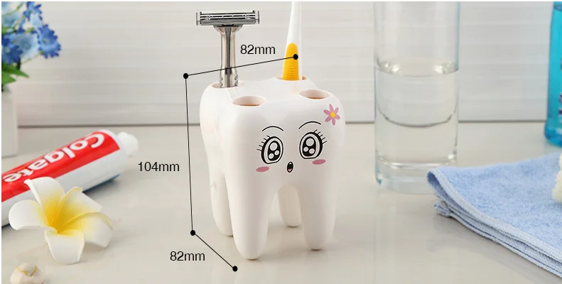 Мультяшная зубная щетка с 4 отверстиями, подставка для зубных щеток, полка для зубных щеток, бритва, держатель для хранения для ванной комнаты