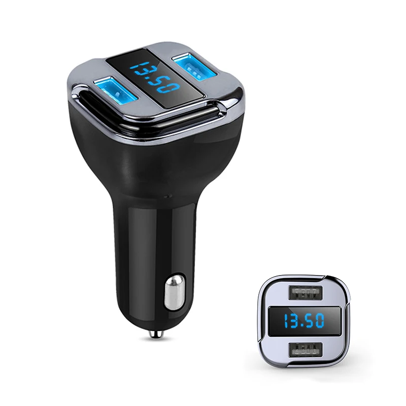 

Dual USB Car Charger Adapter Blue light display Automotive real-time voltage Universal 3 in 1 Car Charger for Mobile Phone GPS
