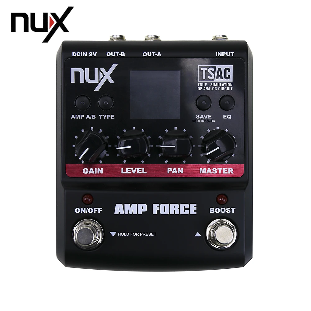 

NUX AMP Force Modeling Amplifier Simulator Guitar Electric Effect Pedal 12 Models 3-Band EQ Color Screen