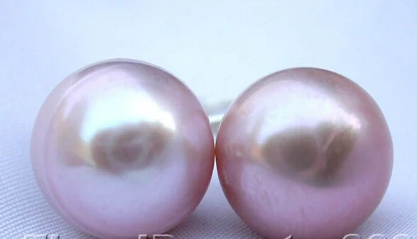

free shipping 12187 purple round freshwater pearl earring