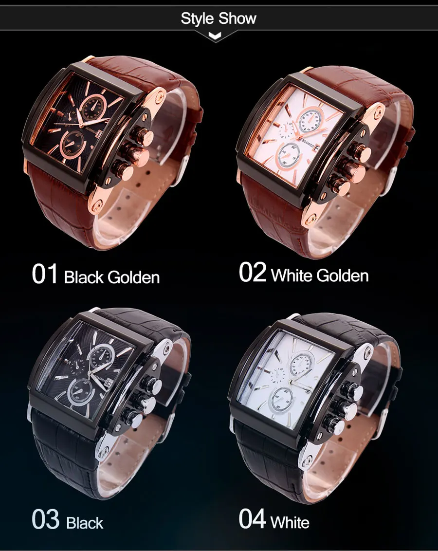 BOAMIGO Coffee Leather Strap Mens Watches Fashion Casual Waterproof Quartz Watch Analog Rectangle Male Clock Relogio Masculino (18)