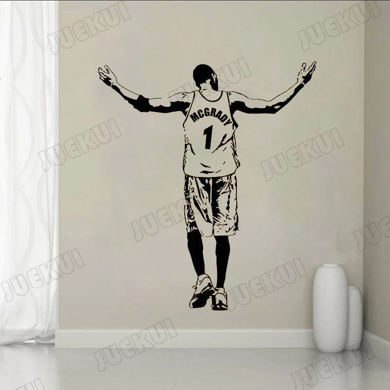 Basketball Star Background Arm Wall Stickers for Living Room Boys Bedroom Hobby Vinyl Decals Gym Art Decoration TA506 | Дом и сад