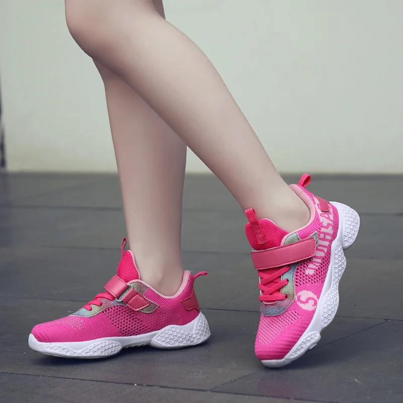 2019 Breathable Thick Sole Non-slip Soft Fashion Sneakers Children Casual Shoes Girls Walking Shoes Pink Outdoor Girl Child Kids