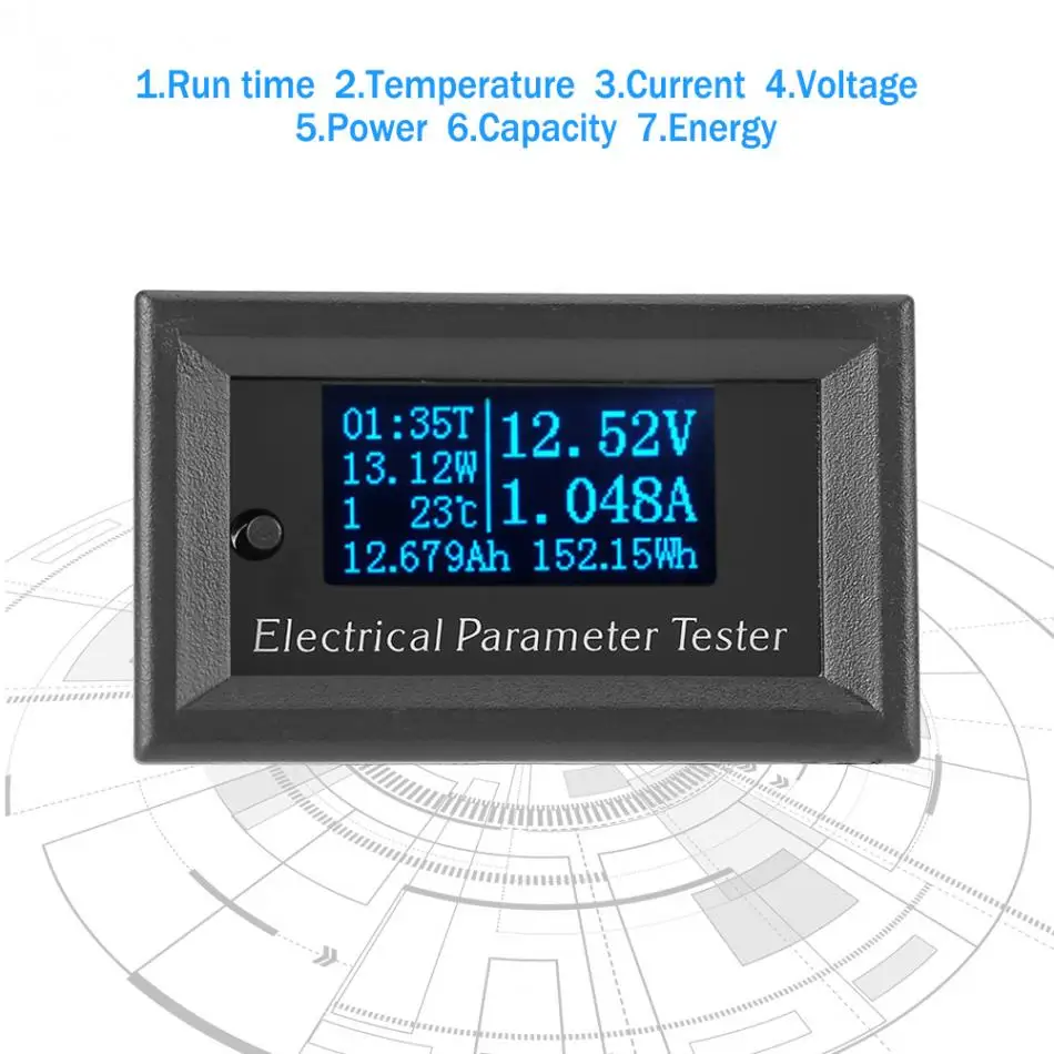 7 в 1 Многофункциональный Электрический параметр измеритель напряжения Ампер ток тестер энергии