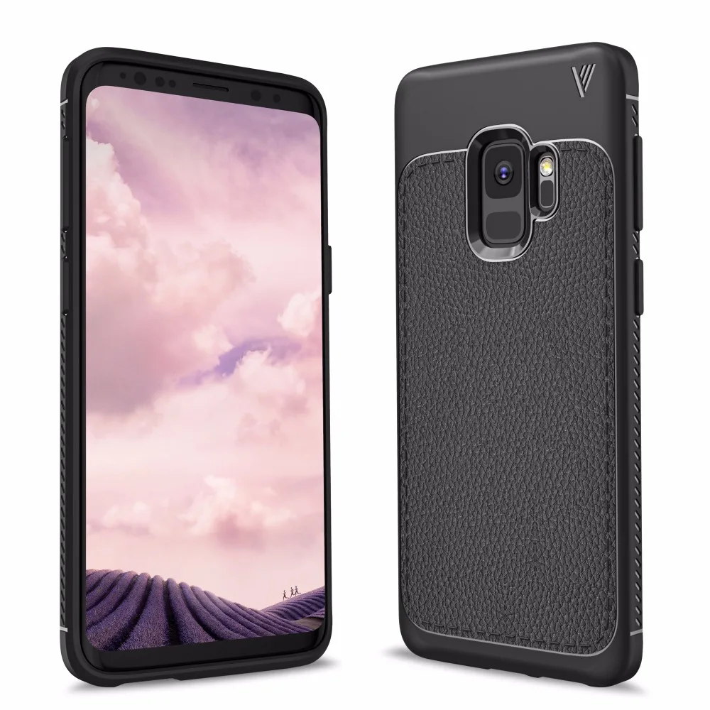 TPU Silicone Case For Samsung Galaxy S9 Plus Note 8 Litchi Leather ShockProof Full Cover A3 A6 A8 2018 Phone |