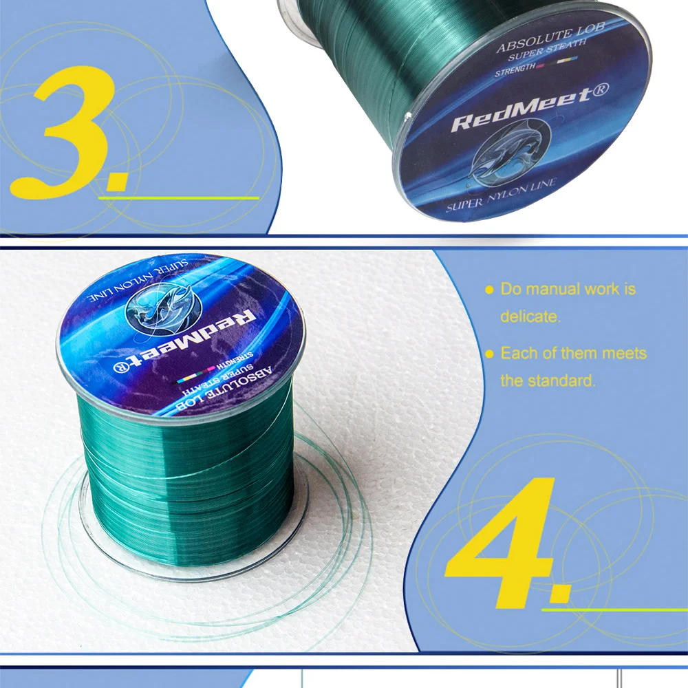 Lago de Pesca Linha de Pesca Linha de Pesca de Nylon Acessórios de Pesca Equipamento de Pesca Redmeet Novo de Nylon Durável 500 m Forte Verde e preto Ferramentas 9 m forte linha de pesca verde preto