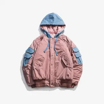 

Fashion Wild Stitching Multi-pocket Hooded Cotton Jacket Men's Winter Warm and Comfortable Coat High Quality