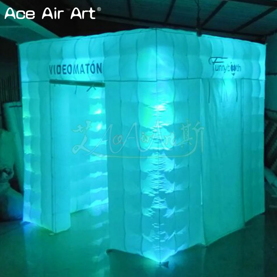  Colourful LED inflatable photo boothsocial booth with color changing spotlights and free text on sa