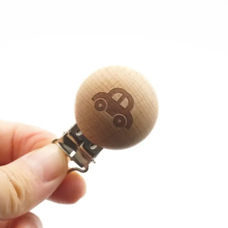 

Metal Wooden Baby Pacifier Clips Holders Cute Car Infant Soother Clasps Holders Accessories