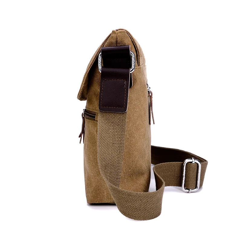Men 's canvas shoulder bag multi - functional men' s travel leisure diagonal package solid color zipper handbag packaging