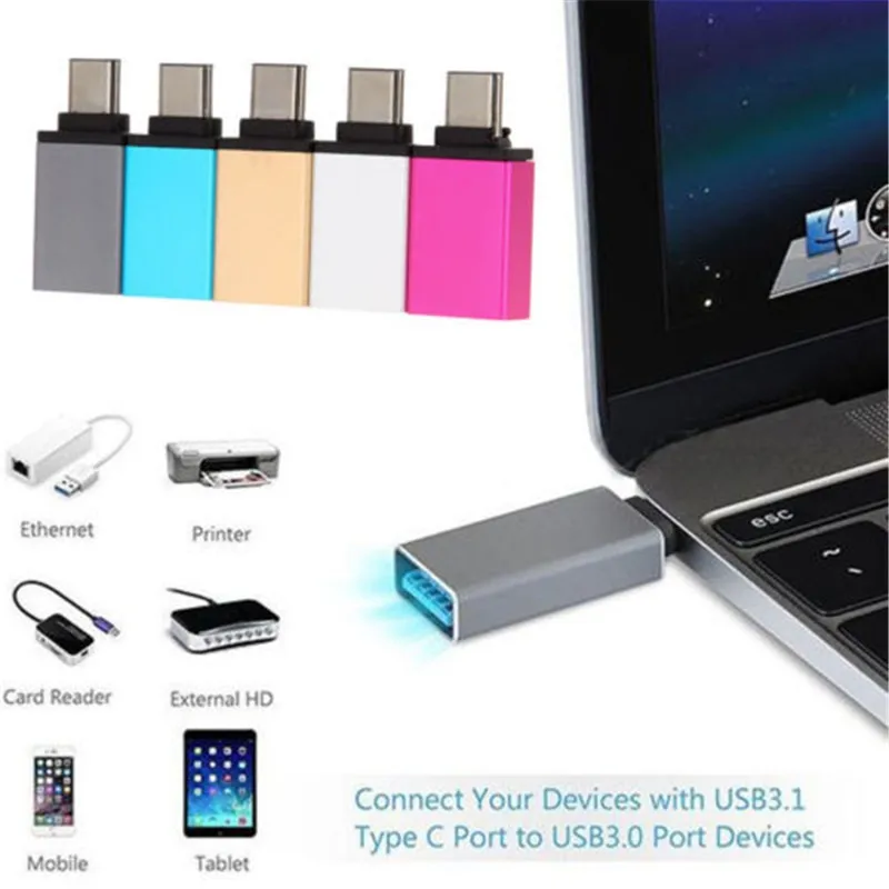 Алюминиевый адаптер USB 3 1 Type C папа 0 A мама для мобильного кабеля конвертер Macbook xiaomi