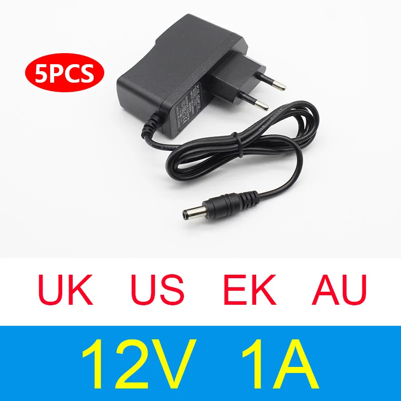 1 шт. 12V1A AC 100 V-240 V конвертер адаптер питания DC 12V 1A 1000mA Питание ЕС штекер постоянного тока 5,5 мм x 2,1 мм