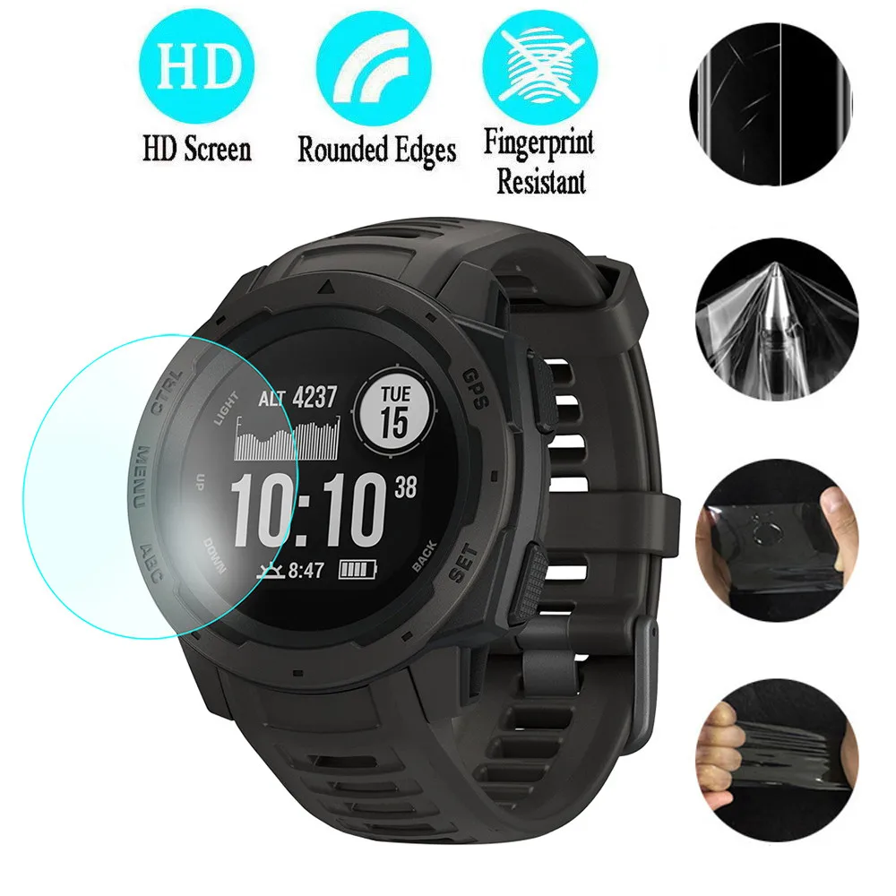 

Safety Hardness Protective Dirtproof Explosin-proof 2Pcs Ultra Clear Transparent Pet Film Screen Protector for Garmin Instinct