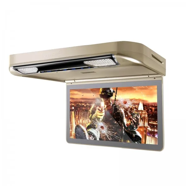 Best Xtrons 13.3" Cream Color Flip Down Car DVD Car Roof DVD Roof Mount Car DVD with Built-in HDMI Input & 2 IR/FM Headphones 3