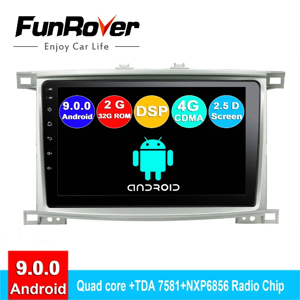 

Funrover 2 din Android 9.0 car dvd For Toyota Land cruiser 100 LC 100 Lexus LX4 radio gps navigation system navi stereo 2.5D DSP