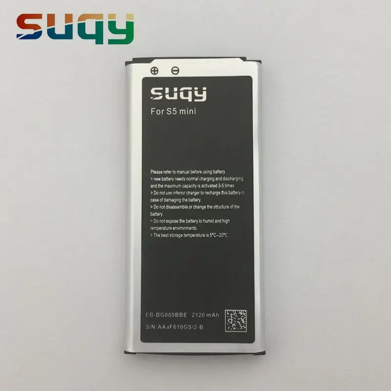 

suqy for Samsung Galaxy s5 mini Battery for G870 SM-G800F SM-G800H 3.8V 2120mAh Internal Replacement Rechargeable Batteries