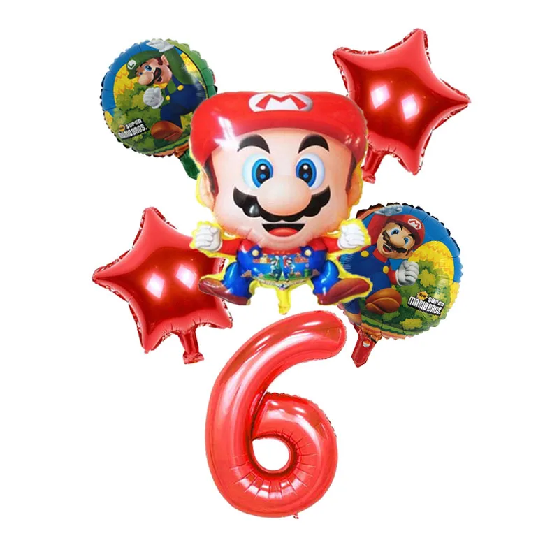1 компл. Super Mario Bros бумажные тематические флаги вечерние украшения для детей первый день рождения для мальчиков и девочек вечерние бумажные баннеры - Цвет: balloon 6pcs