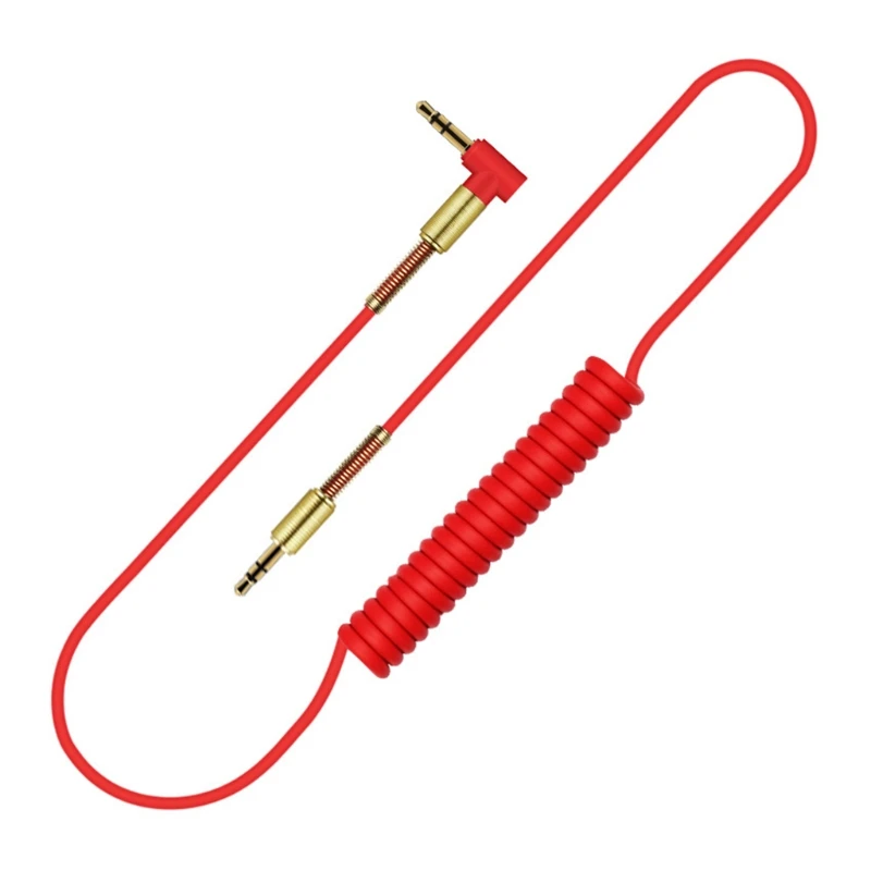 

1PC 3.5mm Portable Male To Male 90 Degree Angle Audio Aux Spring Cable For Car Stereo MP3 PC laptop