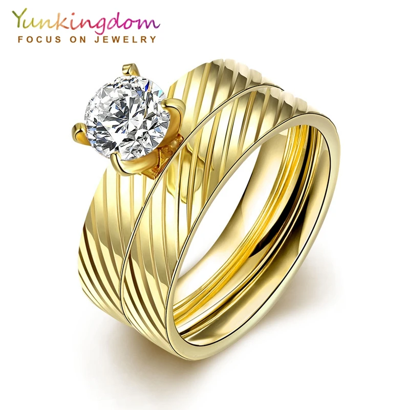 Yunkingdom aneis feminino нержавеющая сталь кольца для женская Мода Свадебные украшения |