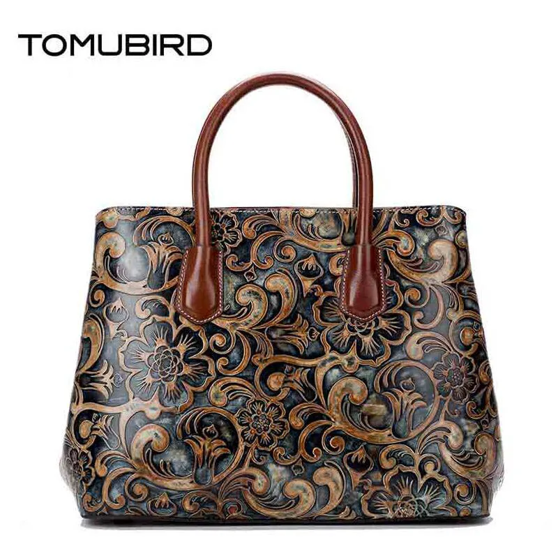 Marken Neue Tote Luxus Aus 2019 Geprägte Top Frauen Handbagsa Nationalen blue Leder Yellow Echtem Tomubird Brass gold Color Wind Tasche 5w07pq