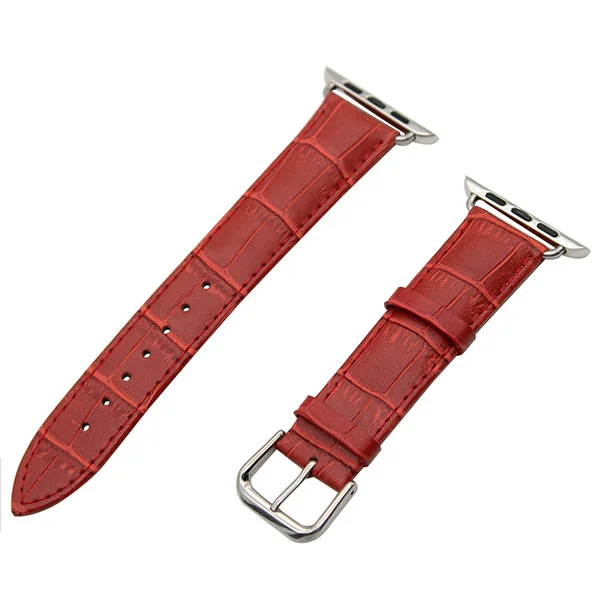 Ремешок для часов Croco из натуральной кожи для 38 мм, 40 мм, 42 мм, 44 мм, iWatch, Apple Watch, серия 5, 4, 3, 2, 1, ремешок с стальной пряжкой, браслет - Цвет ремешка: Red