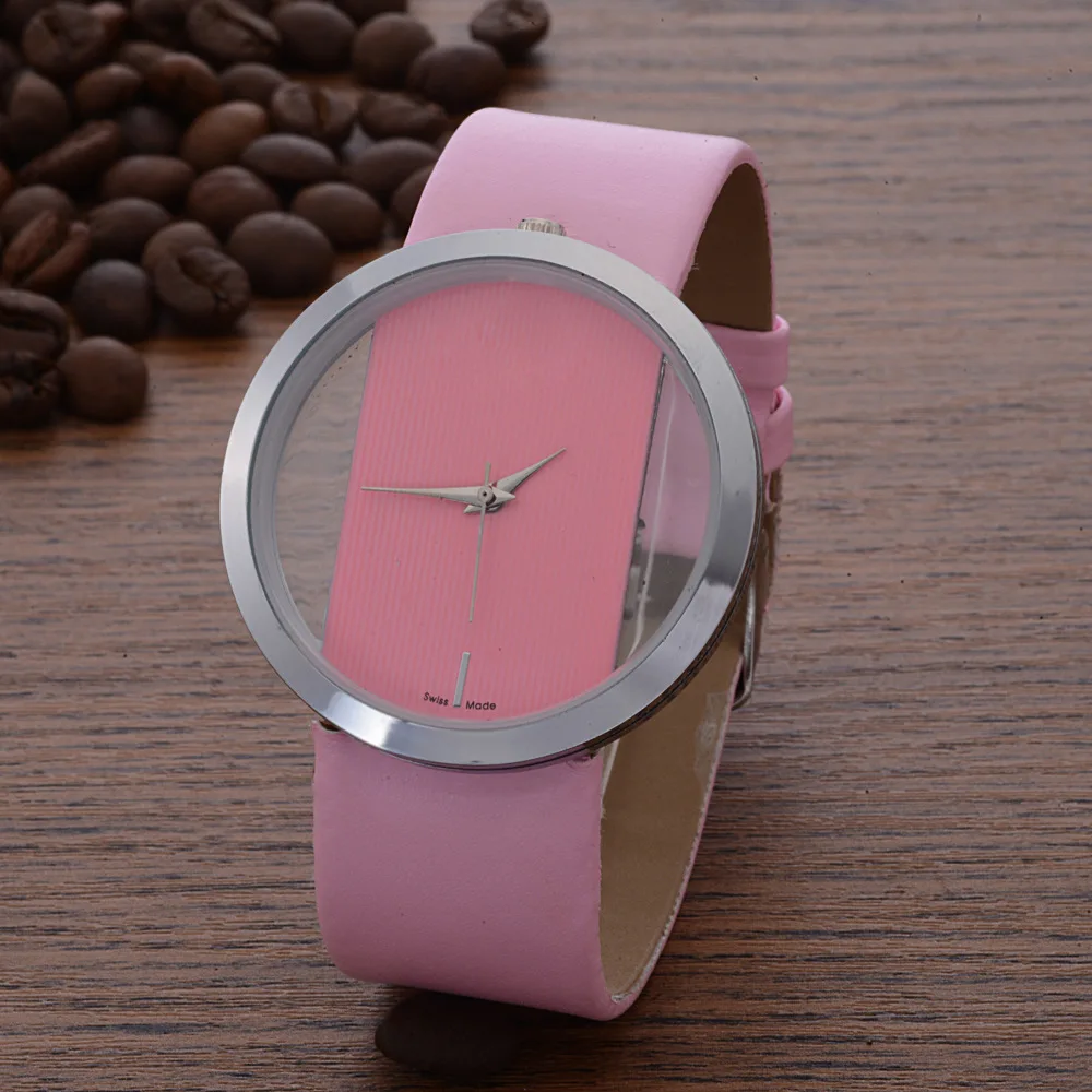

2017 Women Watches Ultra Thin Leather Band Wristwatches Quartz Watch Casual Wristwatches Relogio Feminino Transparent Dial Satt