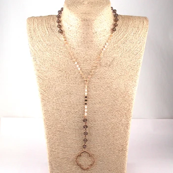 

Moodpc Fashion Bohemian Jewelry Crystal and Flat Chain Flower of Life Connect Shaped Pendant Necklaces Women Ethnic Necklace