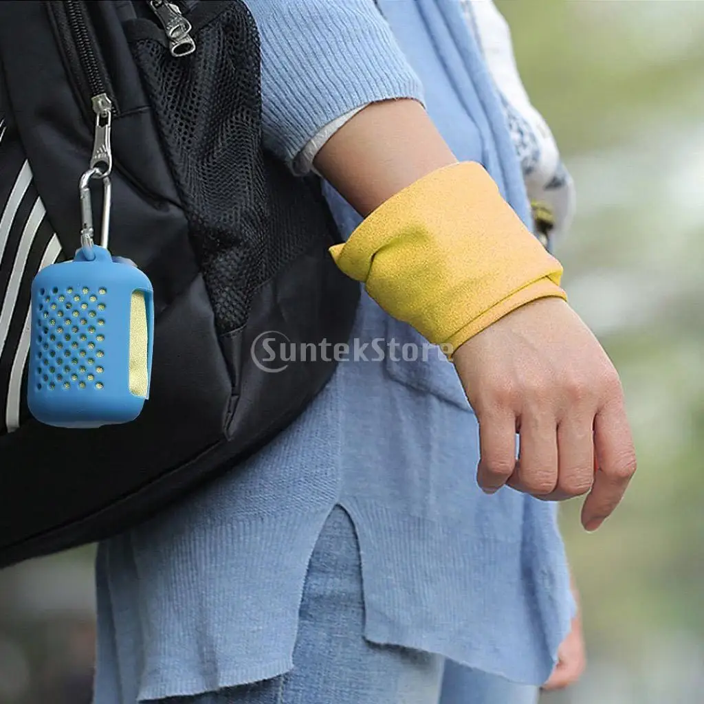 Camping Hiking Travel Microfiber Quick Dry Towel 400mm x 400mm with Mini Silicone Carry Case