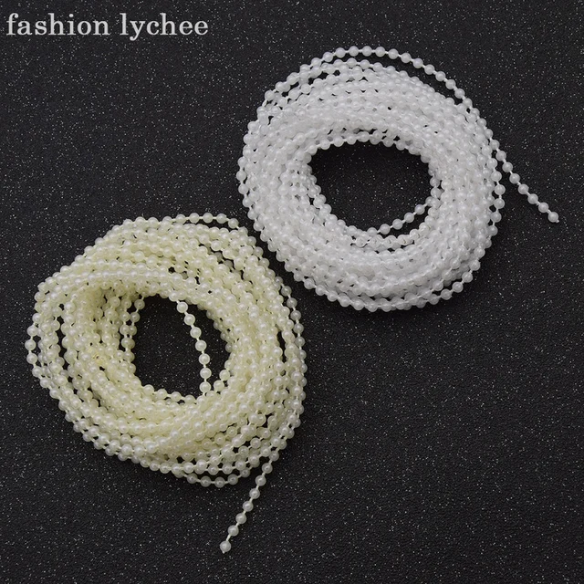 Aliexpress Com Buy Fashion Lychee 3mm Abs Plastic Faux Pearl Strands Crimp Bead 5m Length Romantic Wedding Party Garland Decoration From Reliable