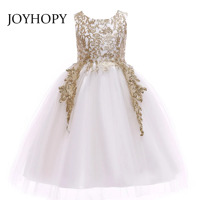 

Kids Dresses For Girls Golden Thread Embroidery Formal Dress For Girl Flower Vestidos Princess Party Dress Christmas Clothing