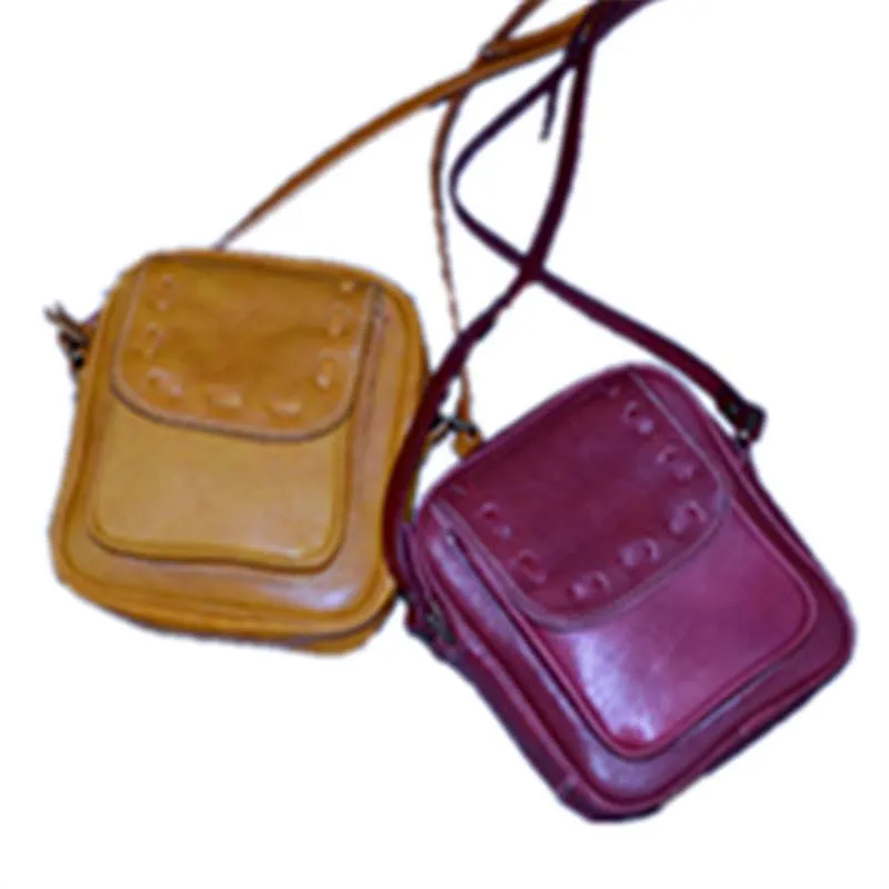 Literary Fan Leather Bags Vegetable Mink Handmade Pouch Tree Cream Retro Square Ba