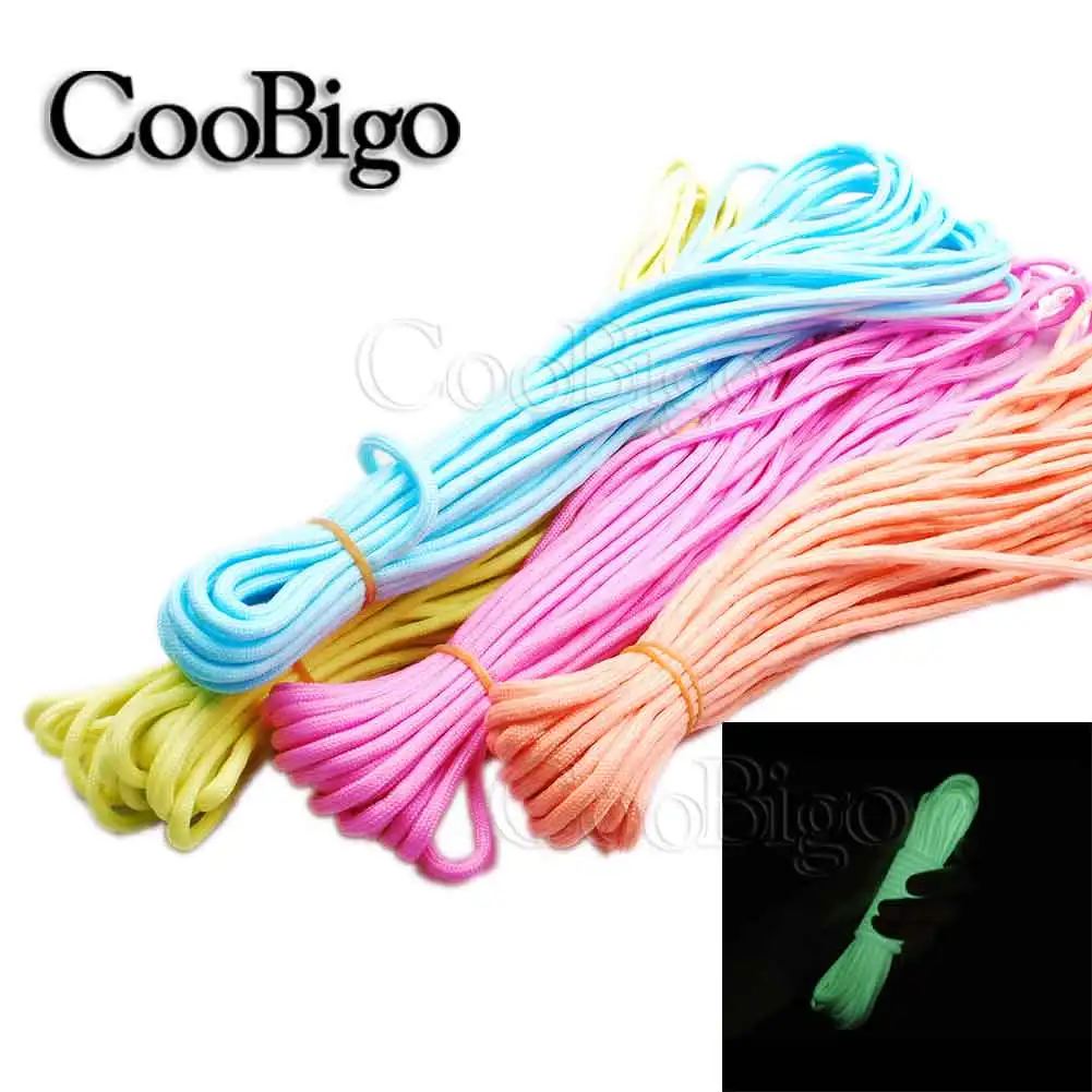 

Glow in the Dark 50Ft Parachute 550 Rope Type III 7 Core Strand Buckle Paracord Bracelet 4 Colors Pick Outdoor Camp Travel