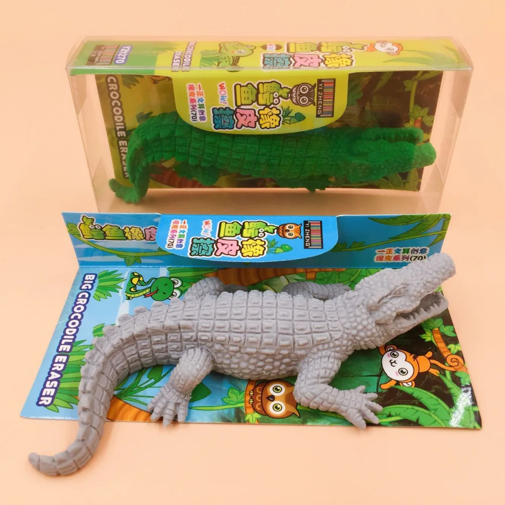 1 шт мультфильм творческий крокодил ластик в коробке детский подарок на день рождения милый мультфильм реалистичные стираемые школьник призы