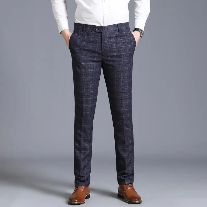 Dark Blue Check Slim Fit Suit Pant – Ainsley & Troupe, LLC