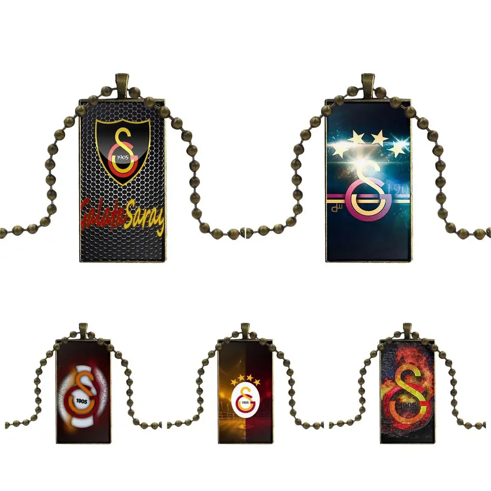 EJ Glaze Galatasaray Logo For Women Christmas Gift Glass Cabochon Pendant Necklace Rectangle Fashion | Украшения и аксессуары