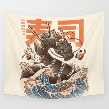 

Great Sushi Dragon Wall Tapestry Cover Beach Towel Throw Blanket Picnic Yoga Mat Home Decoration