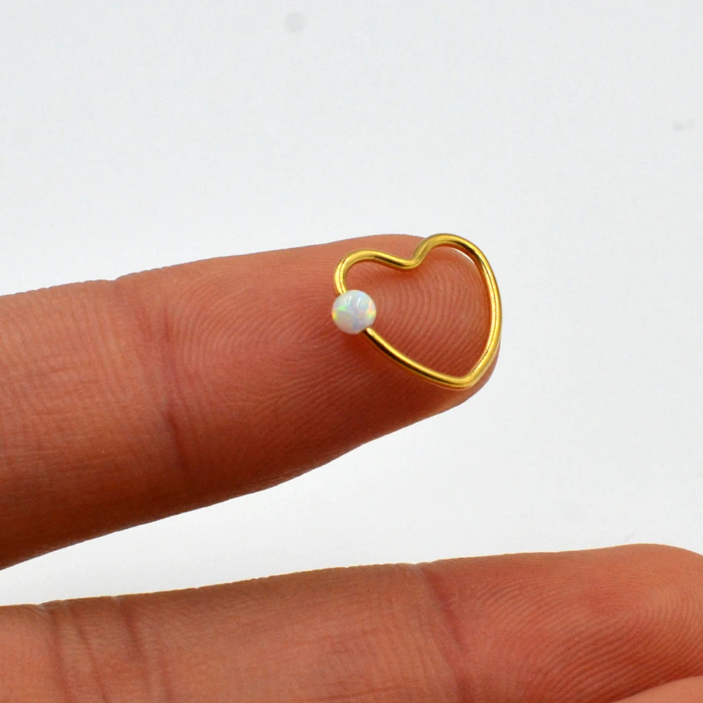 1 шт. опал сердце Daith Helix Tragus Lobe пирсинг для хрящей CZ обруч носа перегородка кольца