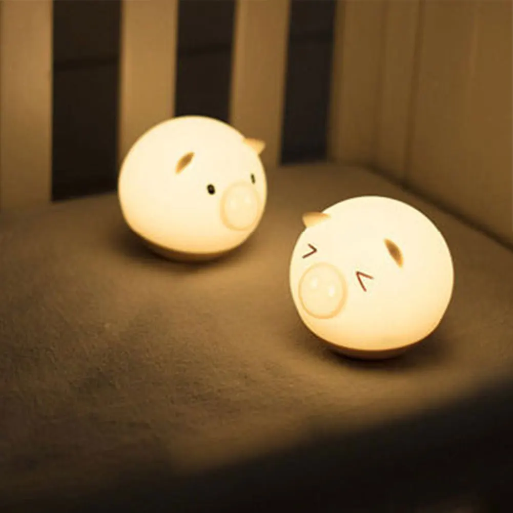 

LED Night Light Pig Shaped Tumbler Soft Silicone 1200mAh Night Lamp for Bedroom HYD88