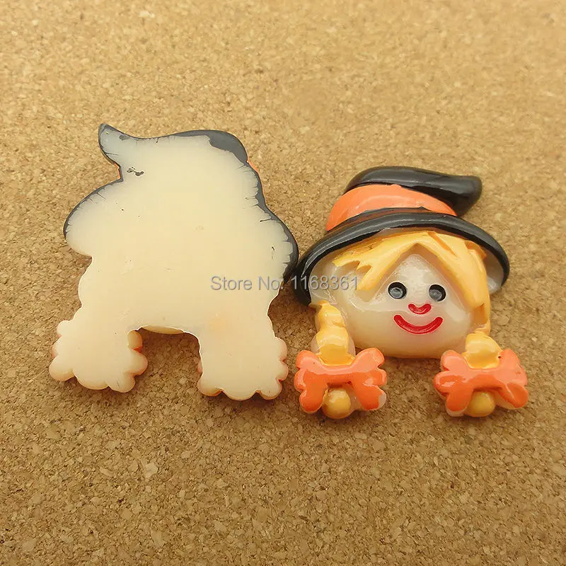 1pcs/lot resin flat back Halloween orange hair girl cartoon 28mm Cabochons Hair Bow Center DIY Christmas decration C114-9
