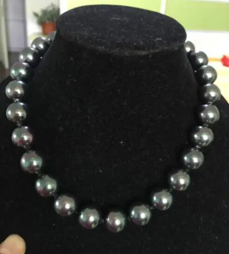 

ddh003809 huge 10-11mm tahitian south seas peacock green pearl necklace 18"s925