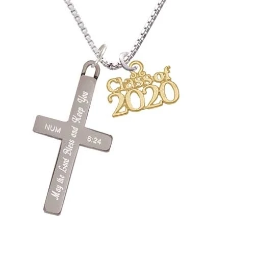 Gold Tone Class of 2020 - Bless and Keep You - Cross Necklace (1)